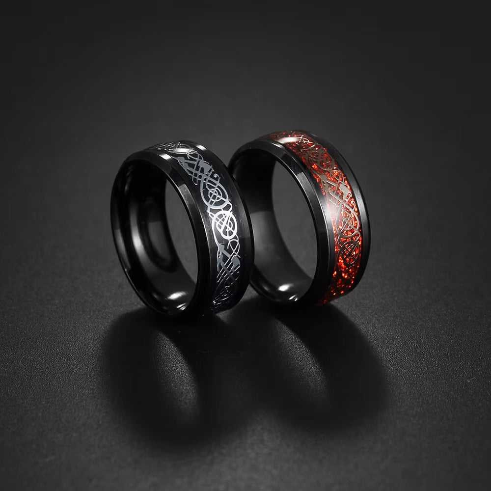 Dragon Titanium Stainless Steel Ring Mens Jewelry Wedding Band Men'S Fashion Ring