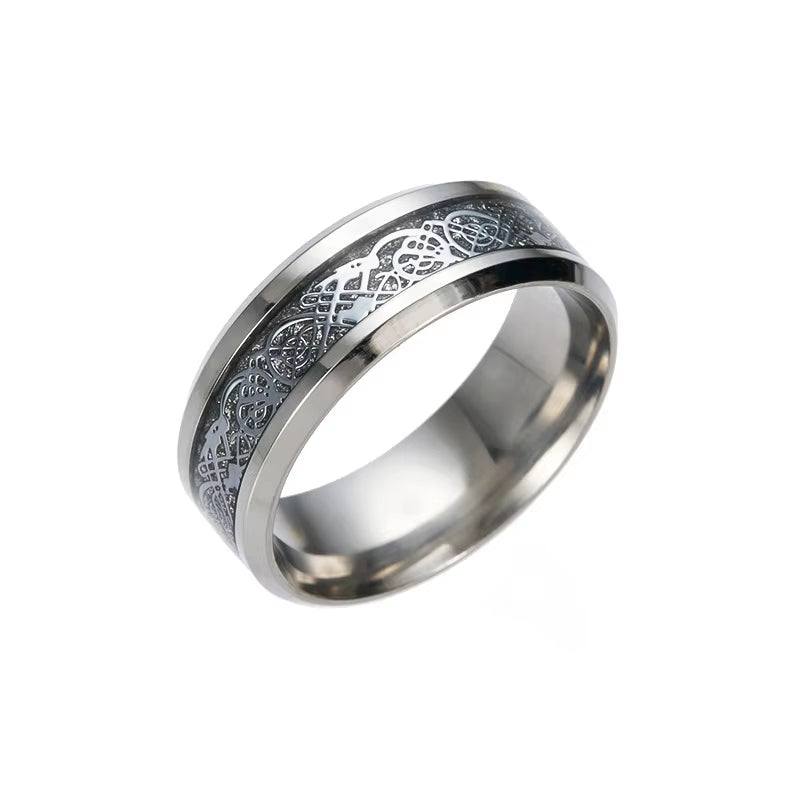 Dragon Titanium Stainless Steel Ring Mens Jewelry Wedding Band Men'S Fashion Ring