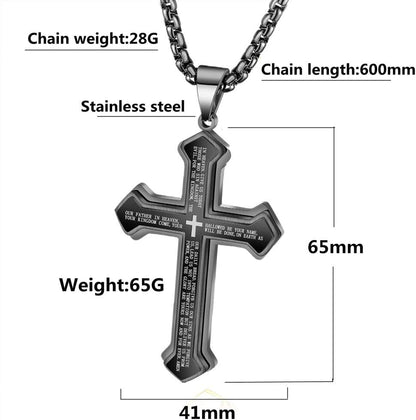 Mens Cross Pendant Necklace Large Stainless Steel Cross Pendant Necklace for Men Women