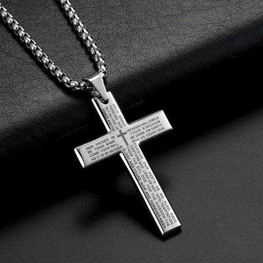 Cross Necklace Stainless Steel Chain Pendant for Men Women Catholic Religious Jewelry Accessories