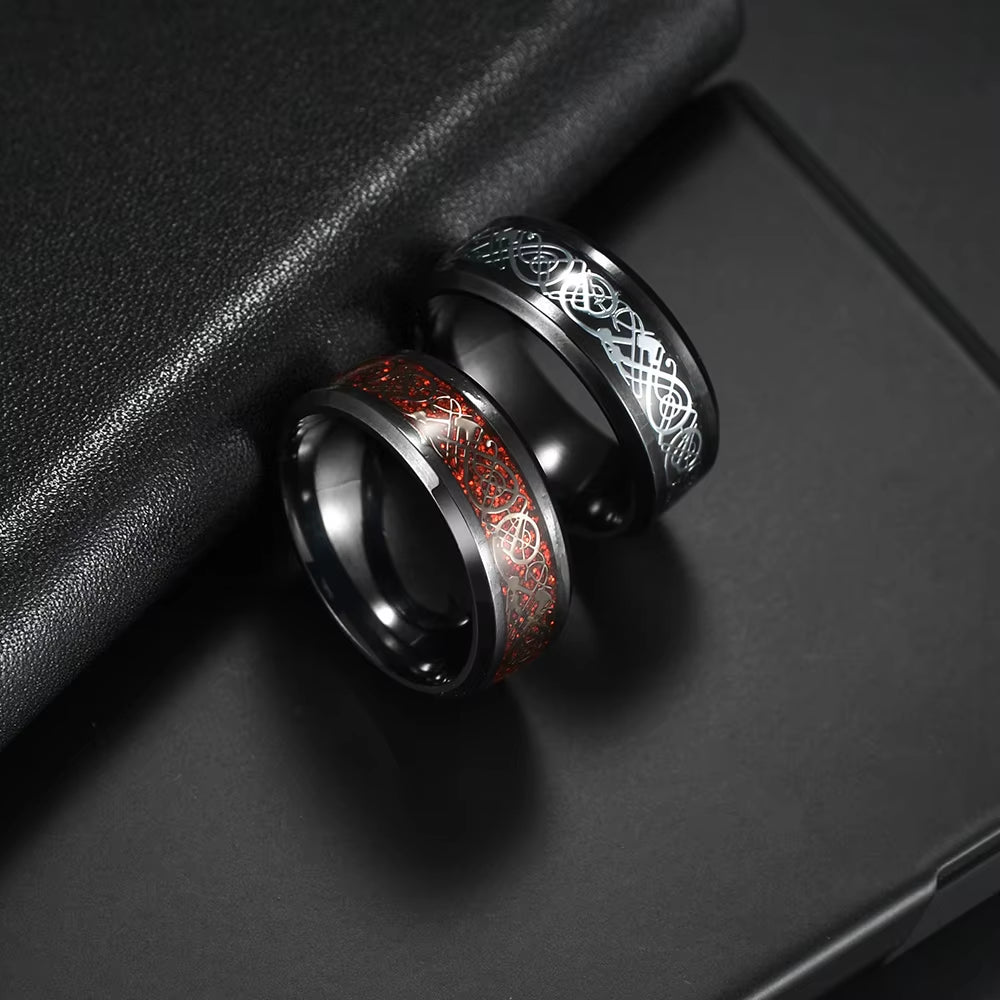 Dragon Titanium Stainless Steel Ring Mens Jewelry Wedding Band Men'S Fashion Ring